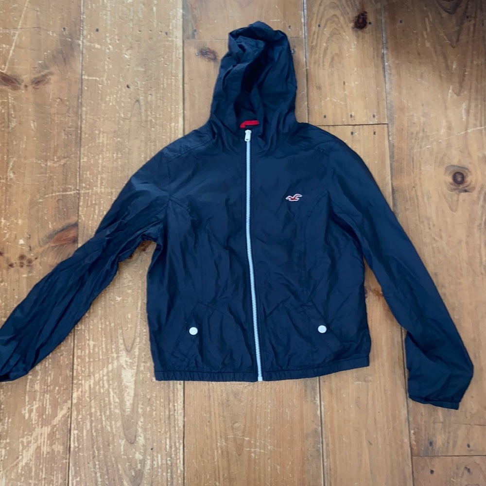 Hollister - blue rain jacket / windbreaker (L)